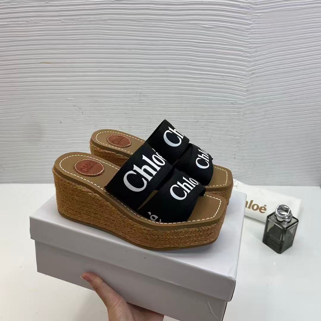 CHLOE WOODY WEDGE ESPADRILLE SANDALS