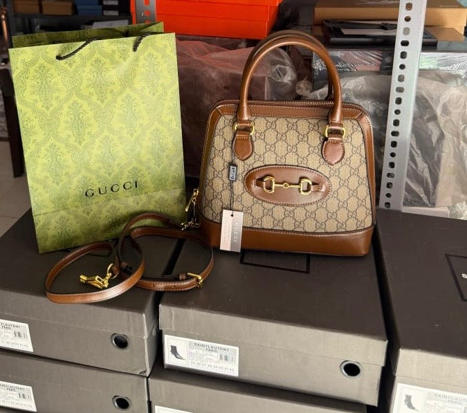 GUCCI HORSEBIT TOP HANDLEBAG LEATHER CANVAS
