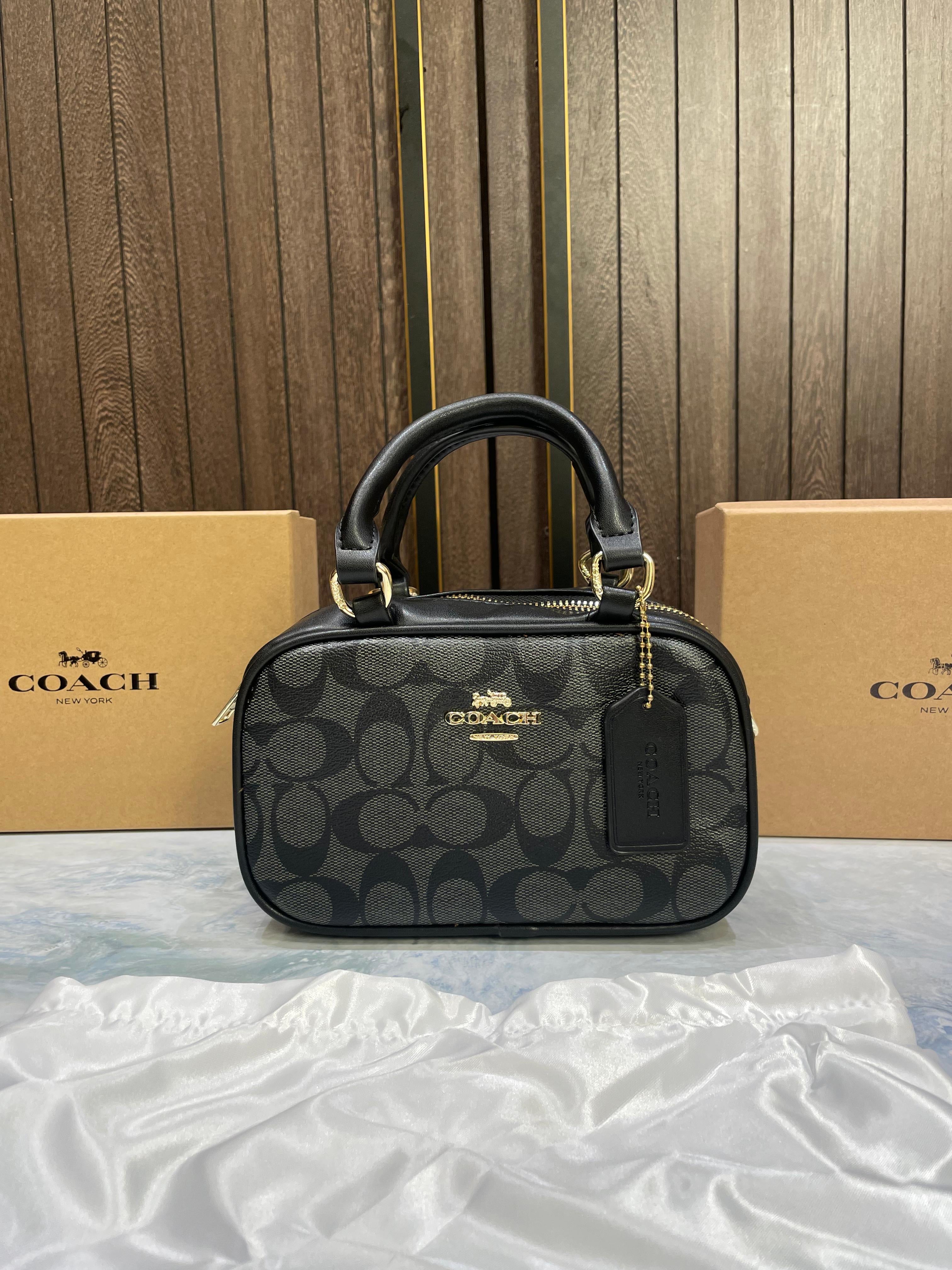 COACH TAUPE LOGO MINI SNATCHEL