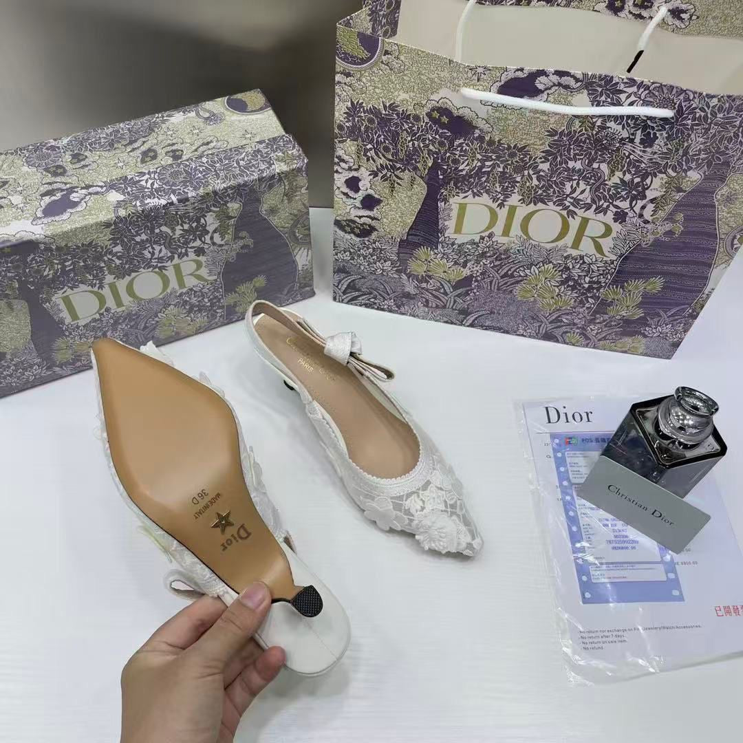DIOR JADIOR SLINGBACK HEELS PUMPS WHITE