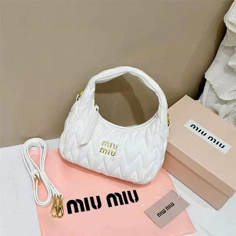 MIU MIU WANDER HOBO BAG VELVET MATELASS LEATHER