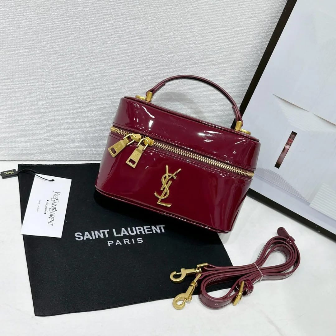 YSL SAINT LAURENT GABY PATENT LEATHER VANITY BAG