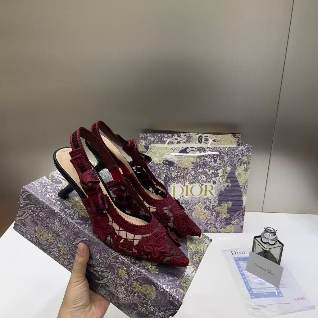 DIOR JADIOR SLINGBACK HEELS PUMPS WINE