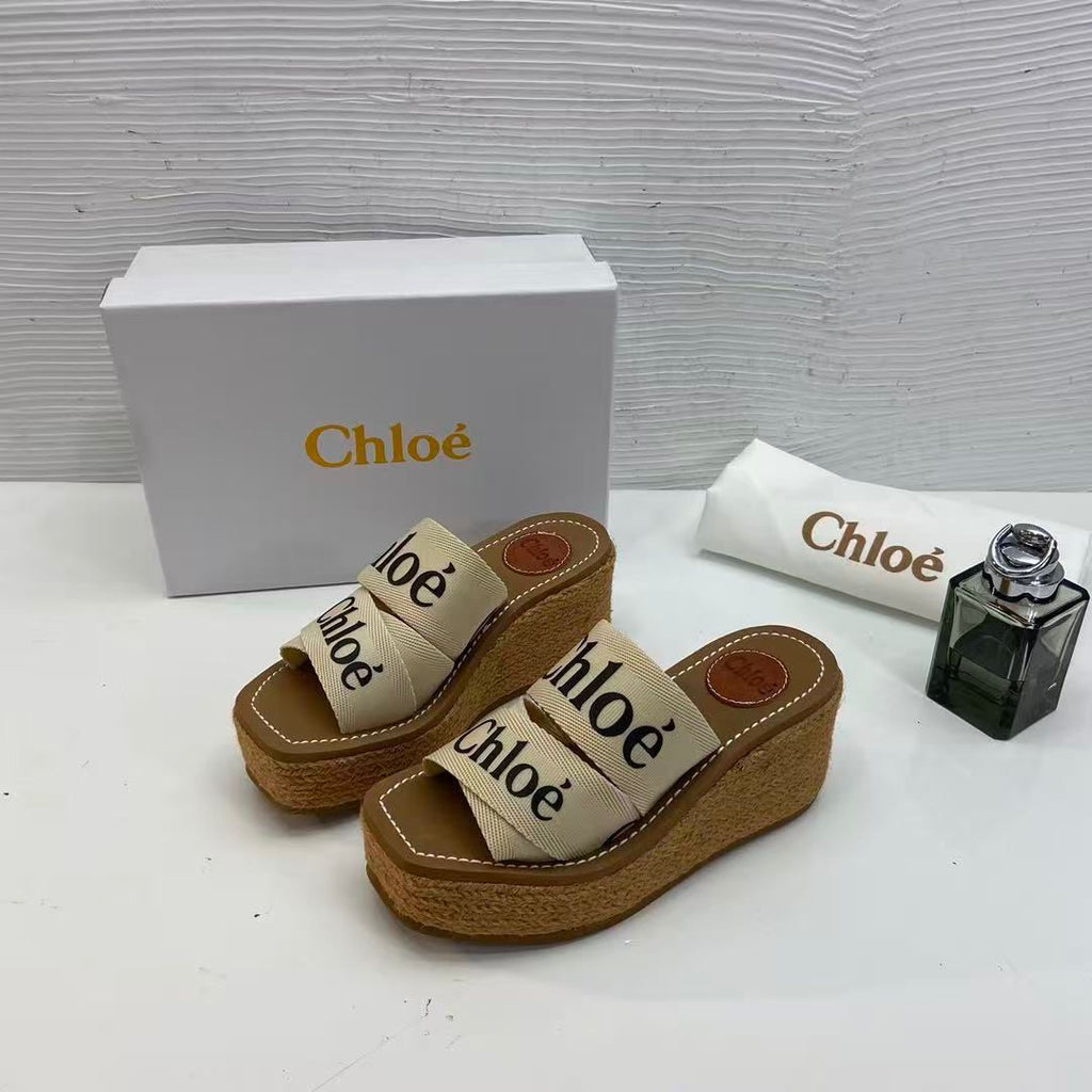 CHLOE WOODY WEDGE ESPADRILLE SANDALS