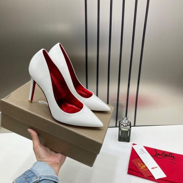 CHRISTIAN LOUBOUTIN MISS IRIZA 10 WHITE SPARKLE BOTTOM Z HEELS
