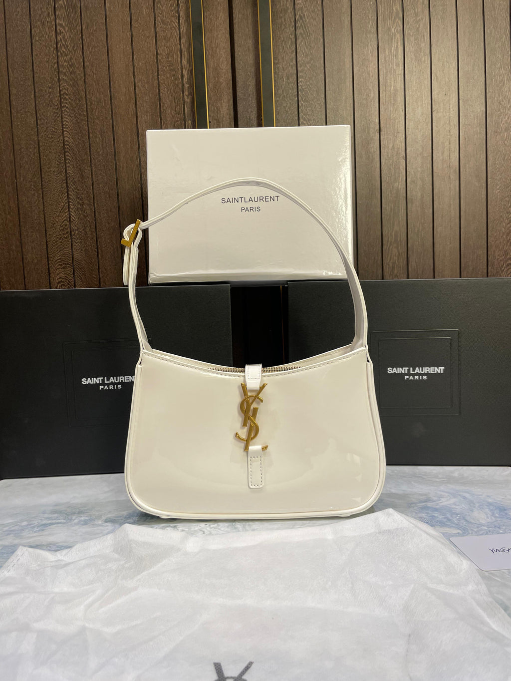 YSL PATENT HOBO BAG GLOSSY