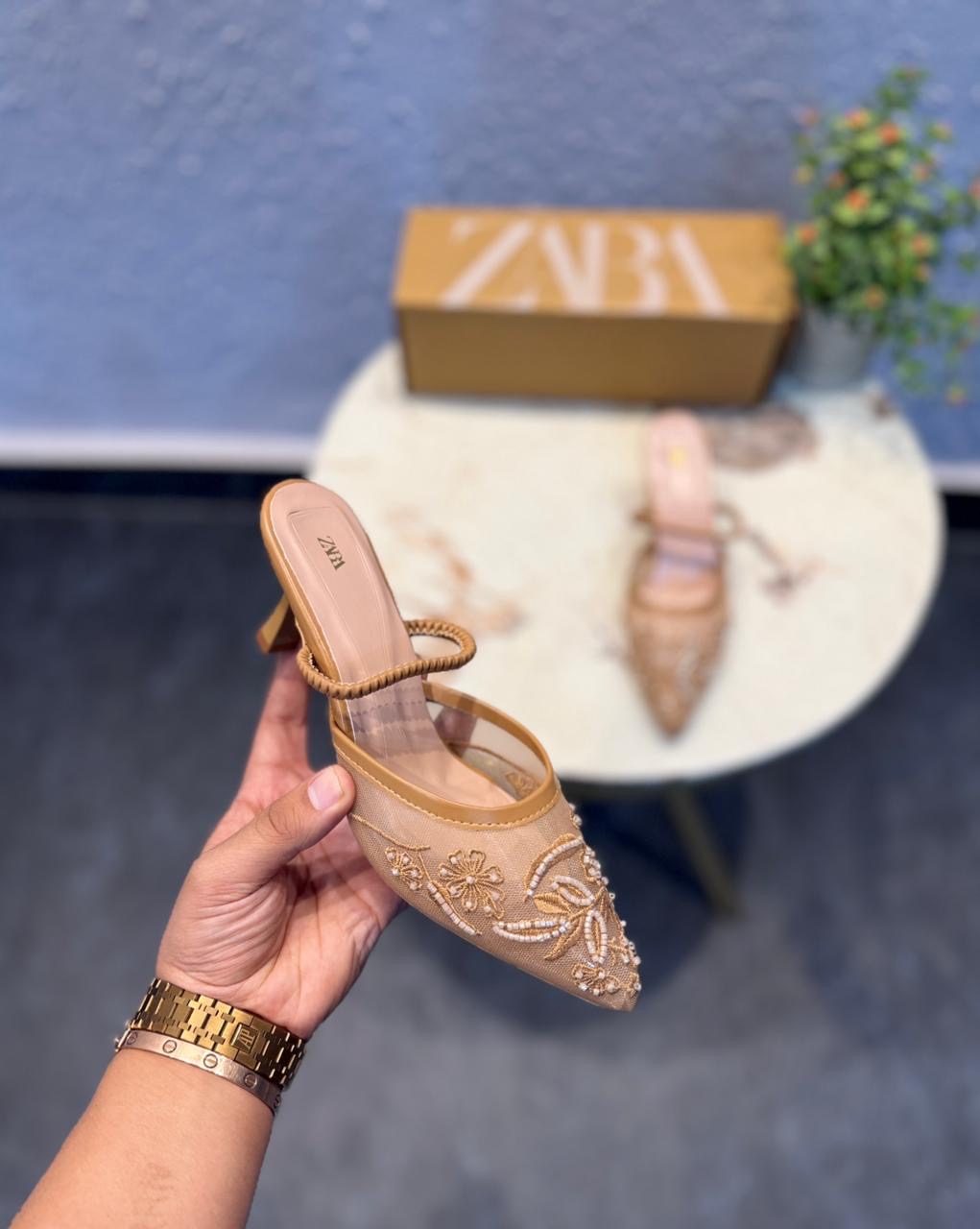 ZARA EMBROIDERY HEELS
