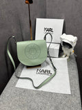 KARL LAGERFELD KCIRCLE SADDLE PERFORATED LOGO BAG