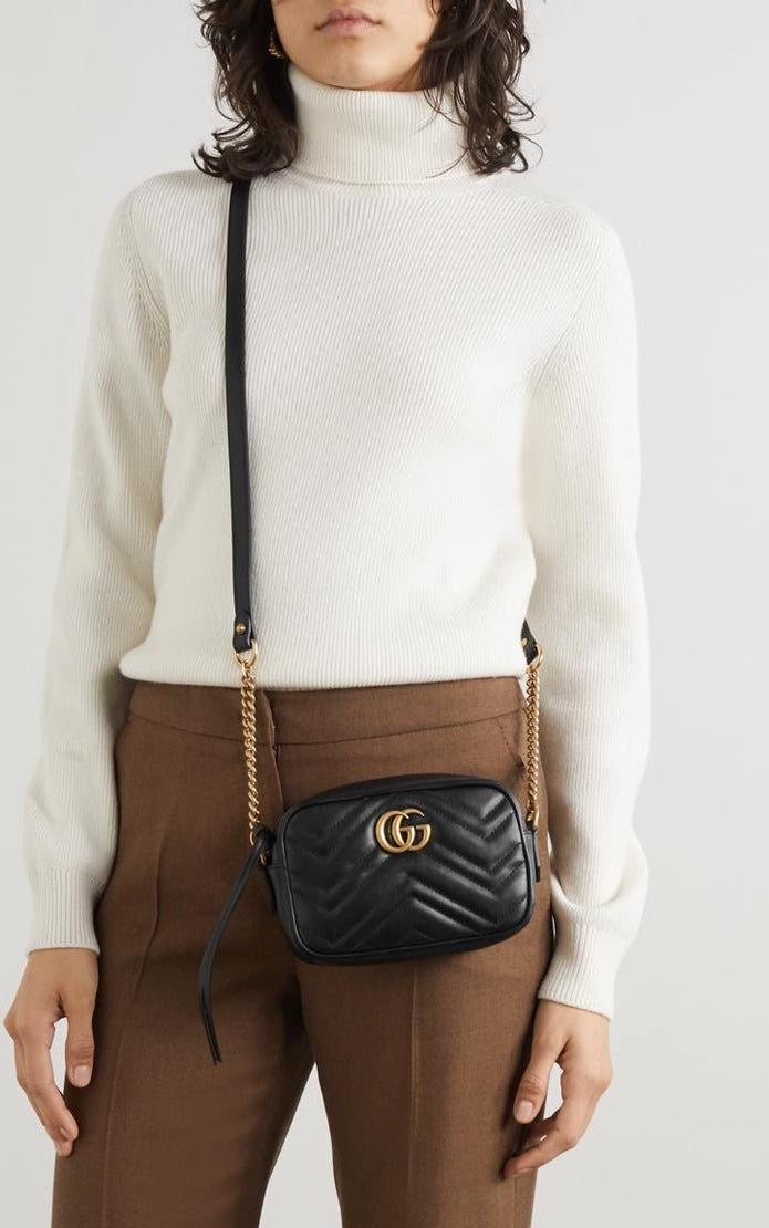 GUCCI GG MARMONT SMALL LEATHER SHOULDER BAG