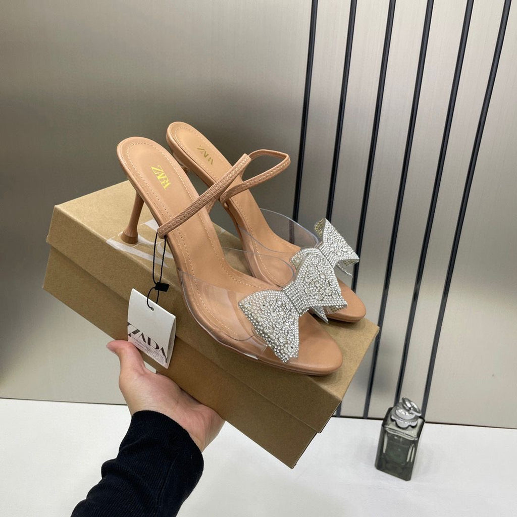 ZARA BOW CRYSTAL JEWEL HEEL