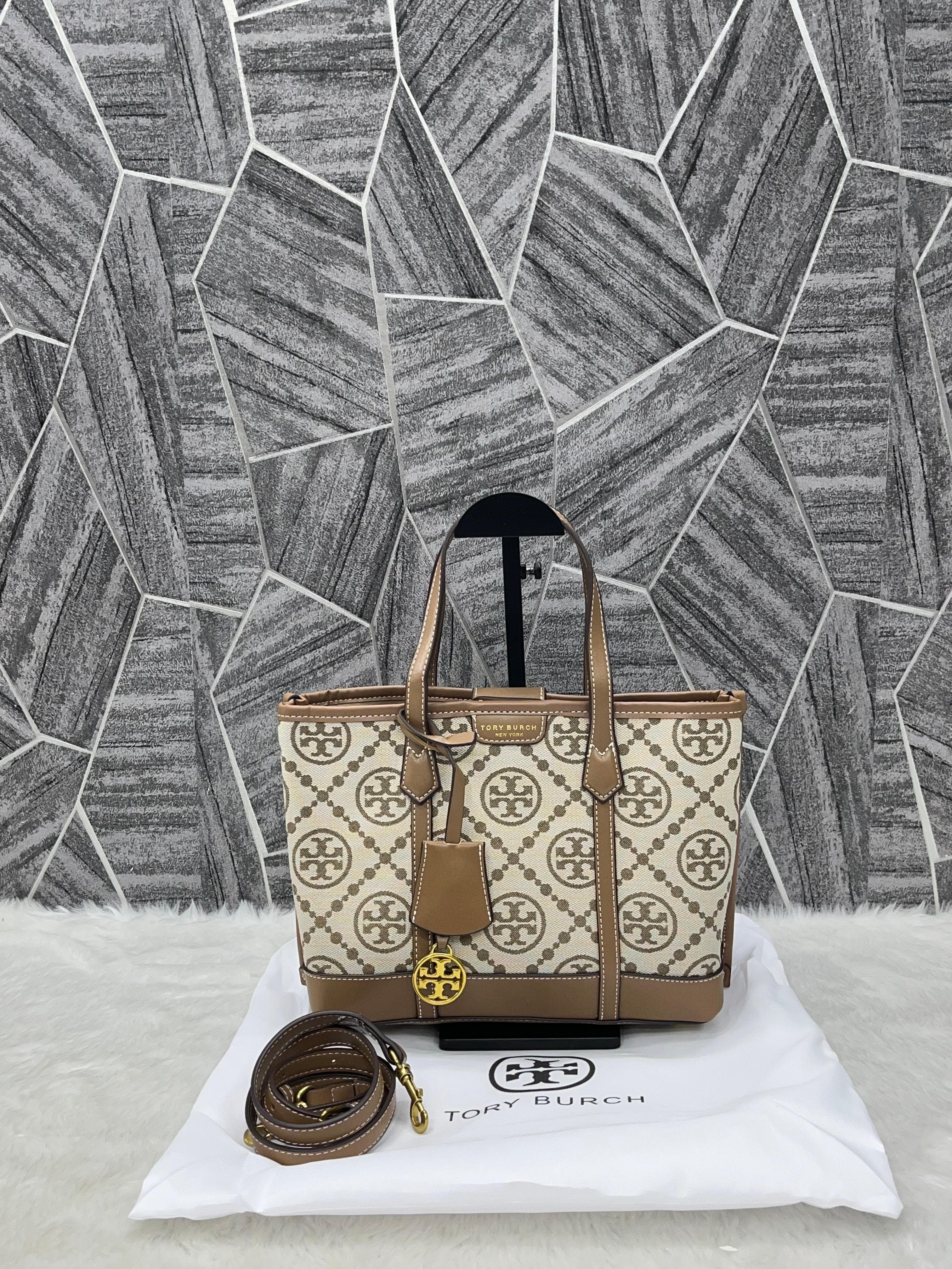 TORY BURCH SMALL TOTE JACQUARD SIGNATURE