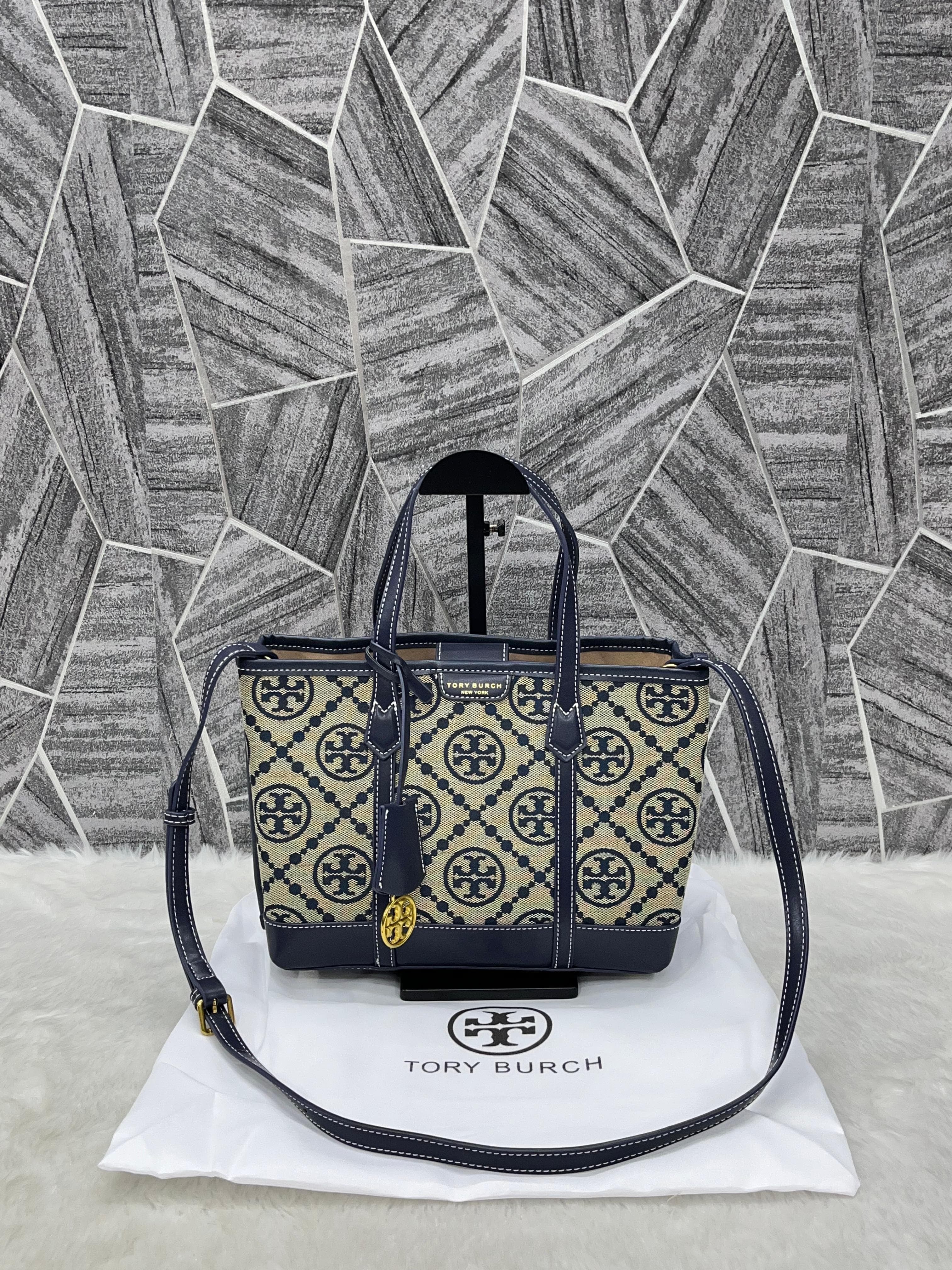 TORY BURCH SMALL TOTE JACQUARD SIGNATURE