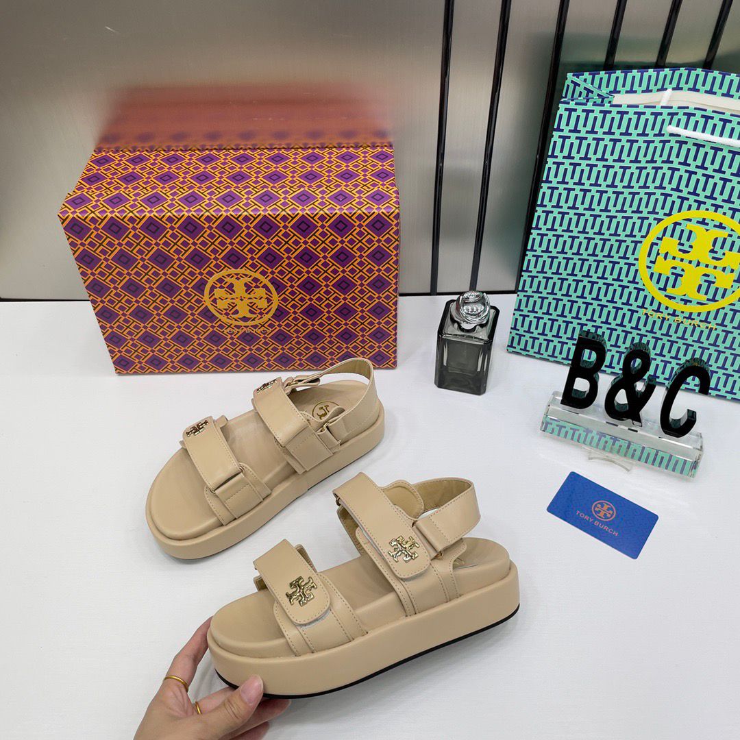 TORY BURCH KIRA LEATHER PLATFORM SANADALS