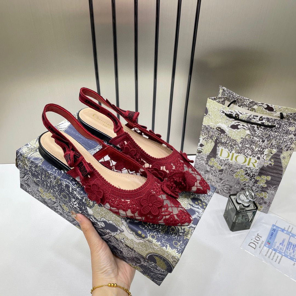 CHRISTIAN DIOR JADIOR SLINGBAG TRANSPARENT MESH RED DIOR EMBRODIERY FLAT