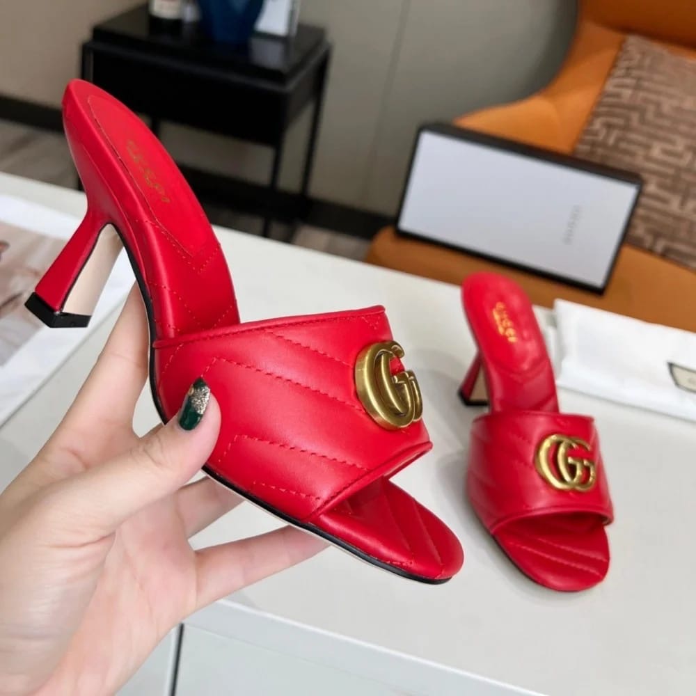 GUCCI GH MARMONT RED MULES SANDAL