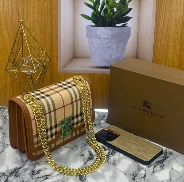 BURBERRY TB MONOGRAM QUILTED SHOULDER BAG