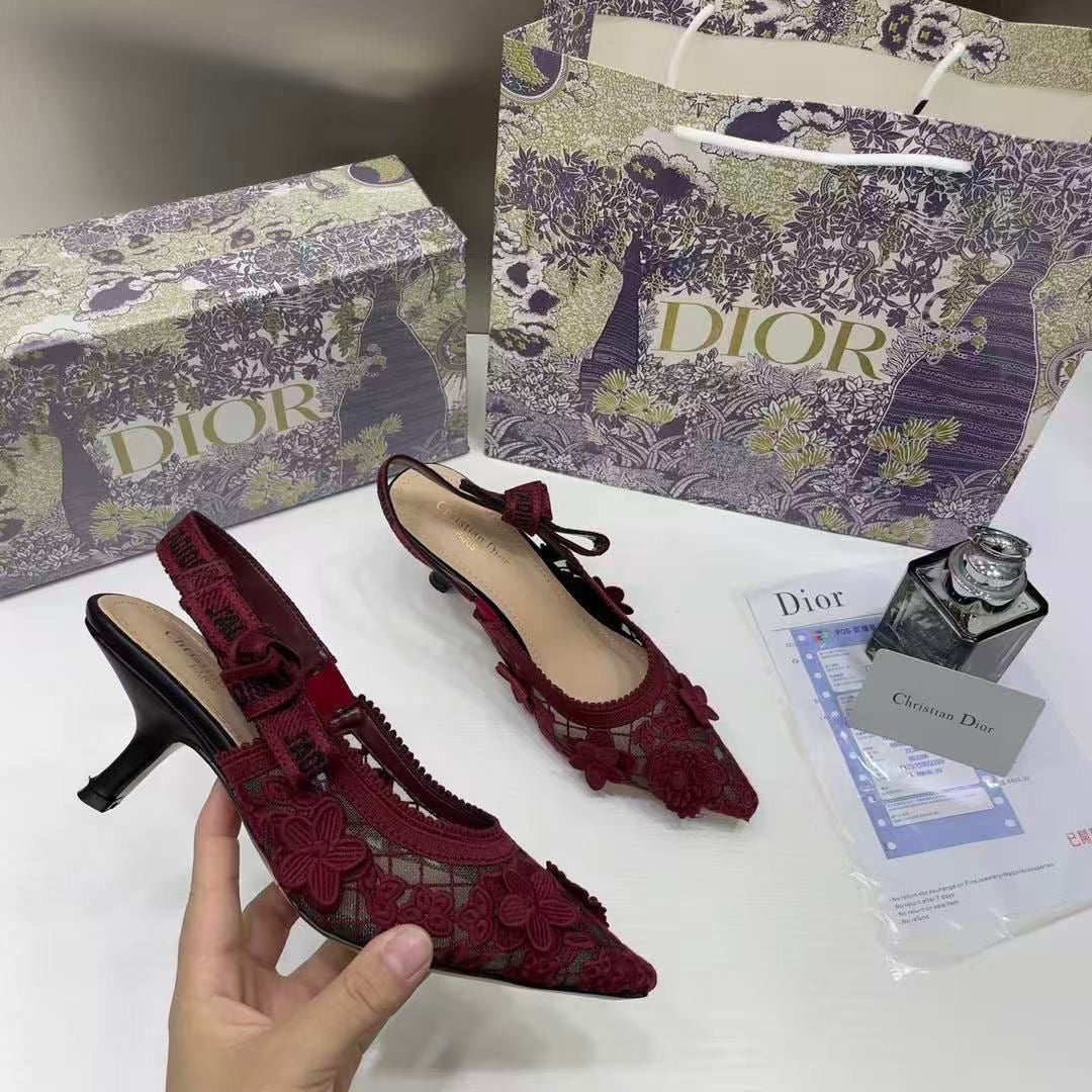 DIOR JADIOR SLINGBACK HEELS PUMPS WINE