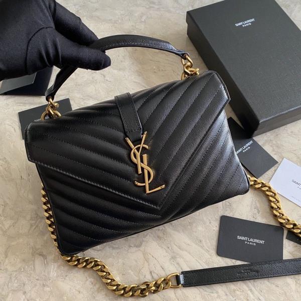 YSL COLLEGE QUILTED LEATHER BAG BLACK