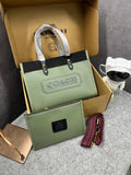 COACH FIELD TOTE 30 AUTHENTIC CANVAS LEATHER WITH POUCH