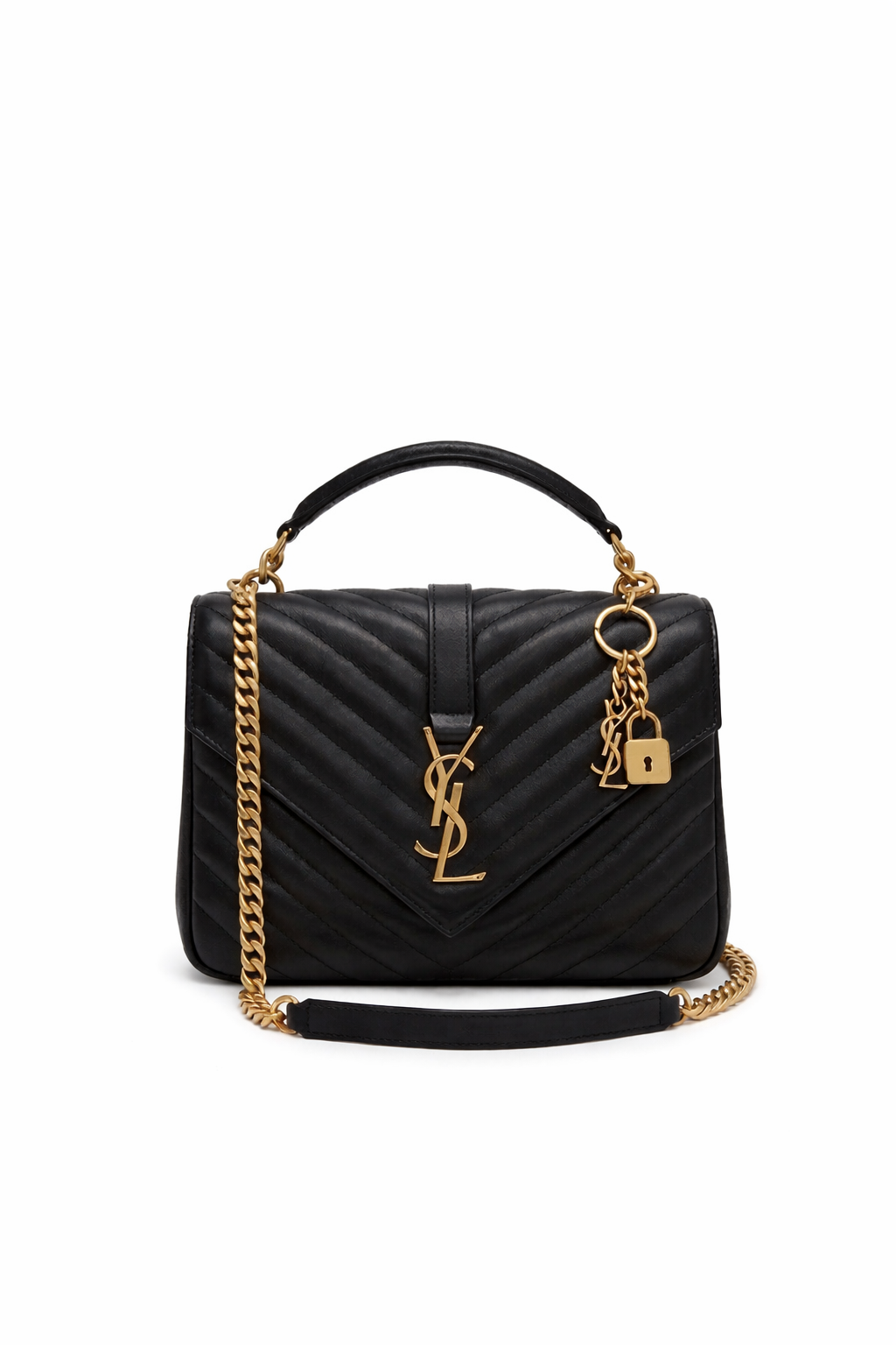 YSL COLLEGE QUILTED LEATHER BAG BLACK