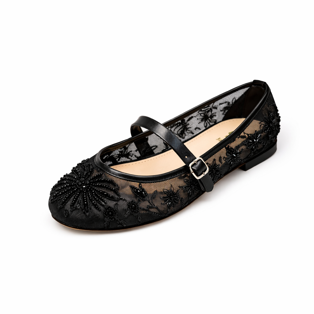 ZARA EMBROIDERED PEARLS BALLET FLATS