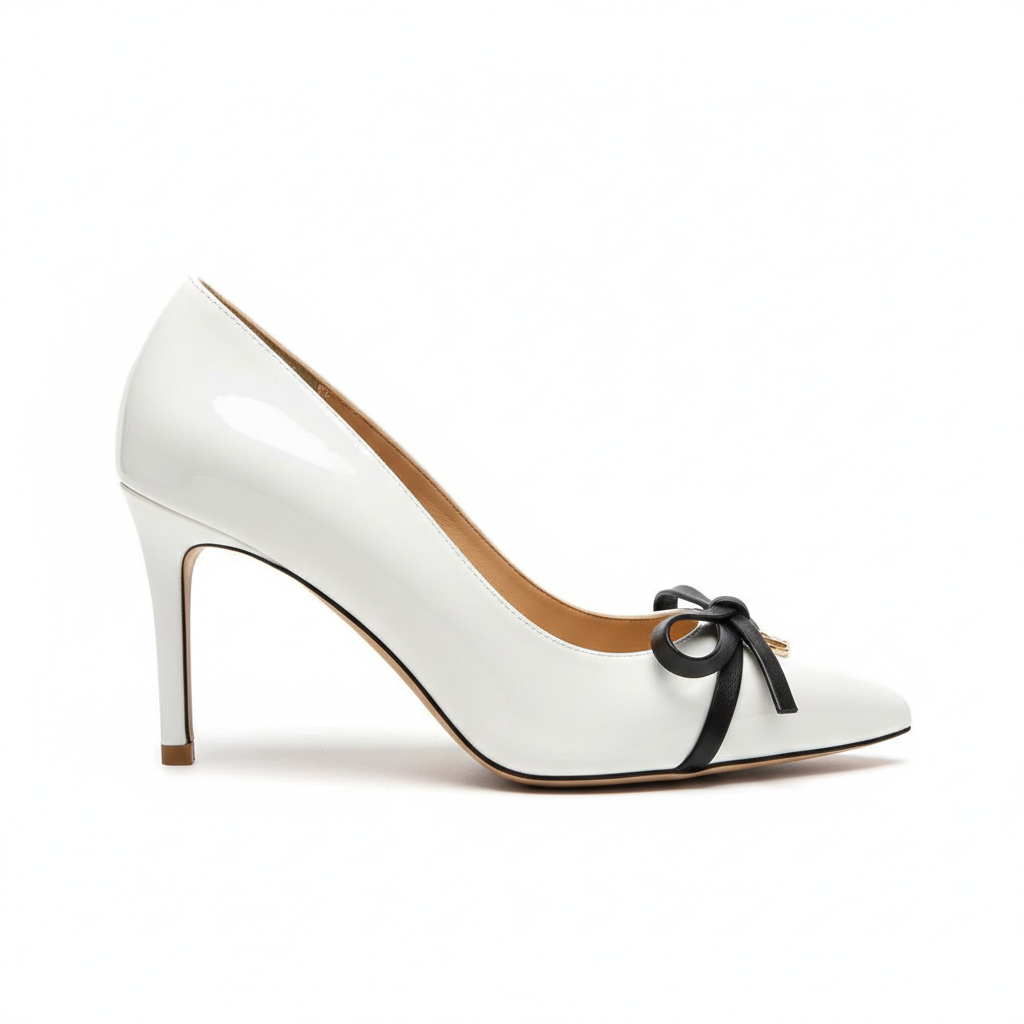 VALENTINO PUMP HEEL ELEGANT WOMEN WHITE PATENT LEATHER
