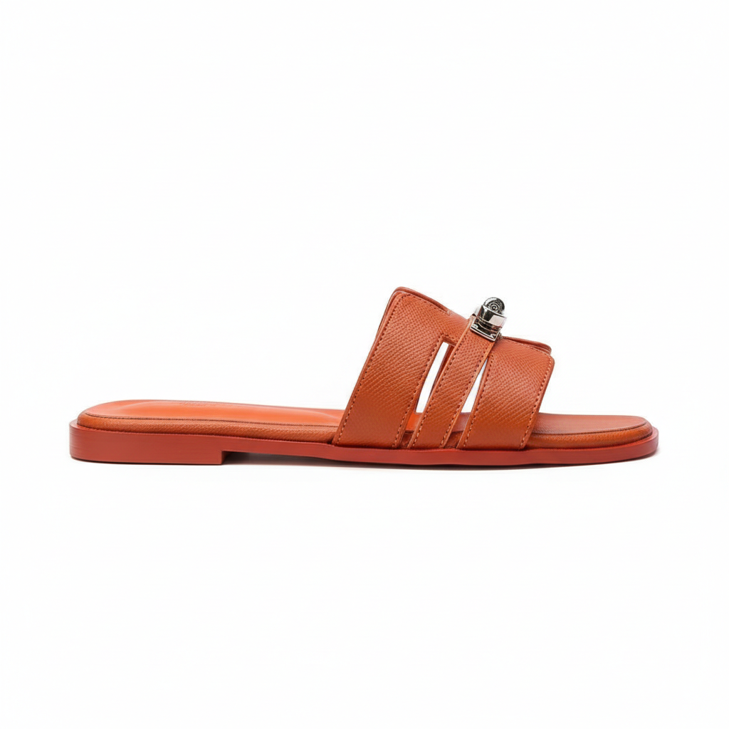 HERMAS PARIS ORAN FLAT BURNT ORANGE SLIDE