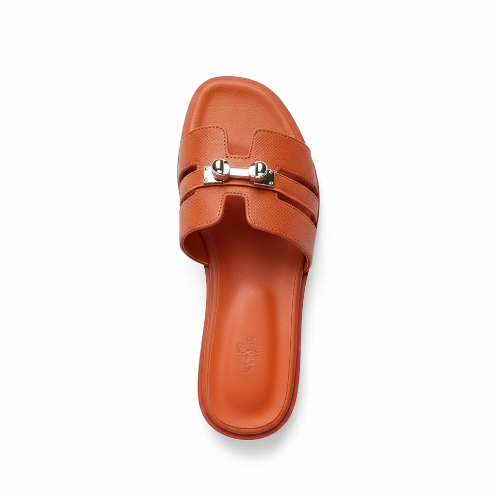 HERMAS PARIS ORAN FLAT BURNT ORANGE SLIDE