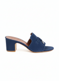 LORO PIANA SUMMER CHARMS SUEDE HEEL SANDALS BLUE