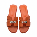 HERMAS PARIS ORAN FLAT BURNT ORANGE SLIDE