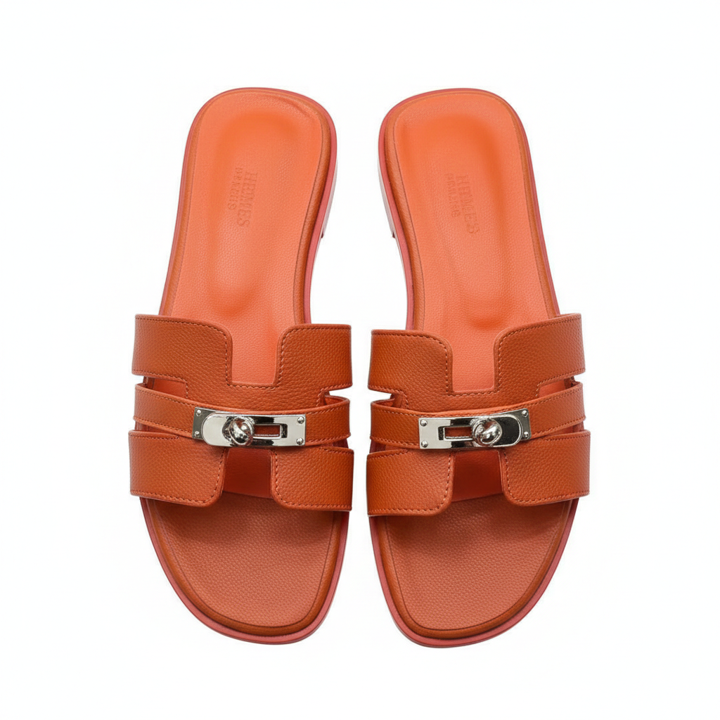 HERMAS PARIS ORAN FLAT BURNT ORANGE SLIDE