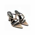 YSL SAINT LAURENT PARIS STRAPPY HEELS GOLD BEIGE