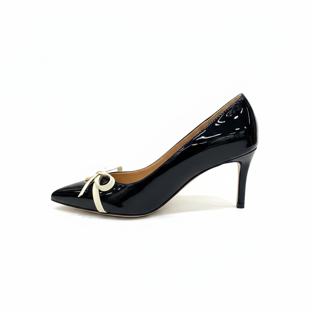 VALENTINO PUMP HEEL ELEGANT WOMEN BLACK PATENT LEATHER