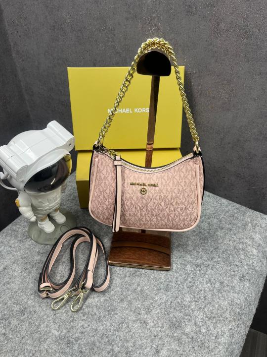 MICHAEL KORS MK JET SET SMALL CHARM SMALL LOGO POCHETTE