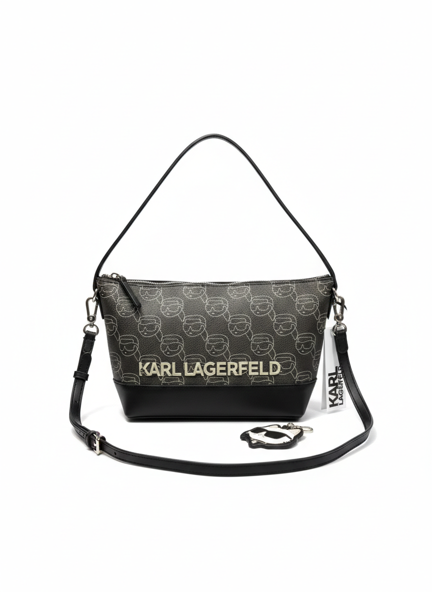 KARL LAGERFELD IKON CROSSBODY NFT ALL OVER PATTERN BLACK