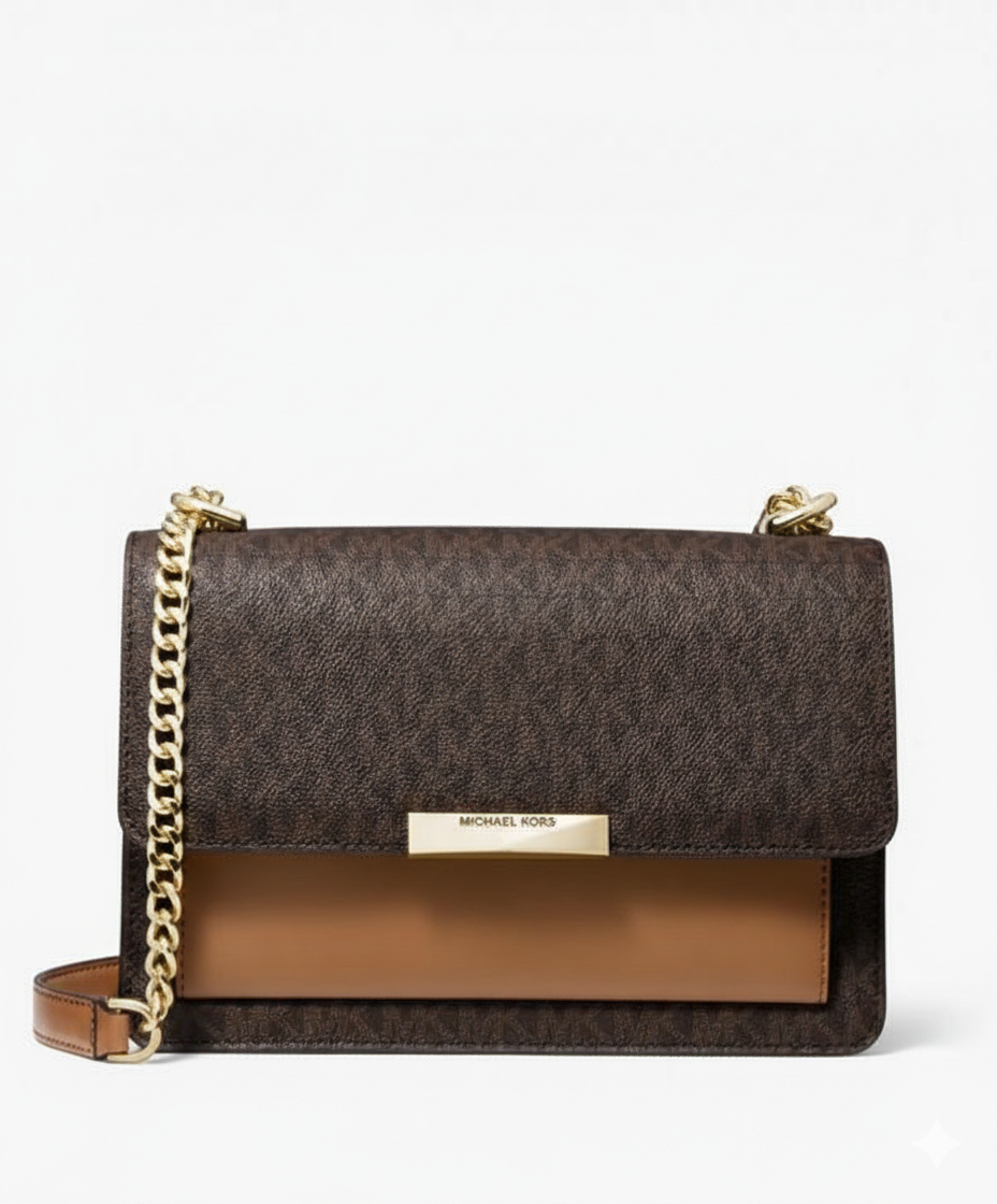 MICHAEL KORS JADE LARGE LOGO LEATHER CROSSBODY BAG