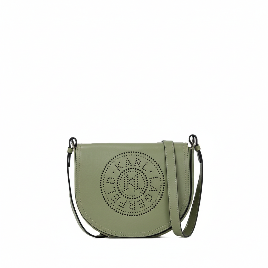 KARL LAGERFELD KCIRCLE SADDLE PERFORATED LOGO BAG