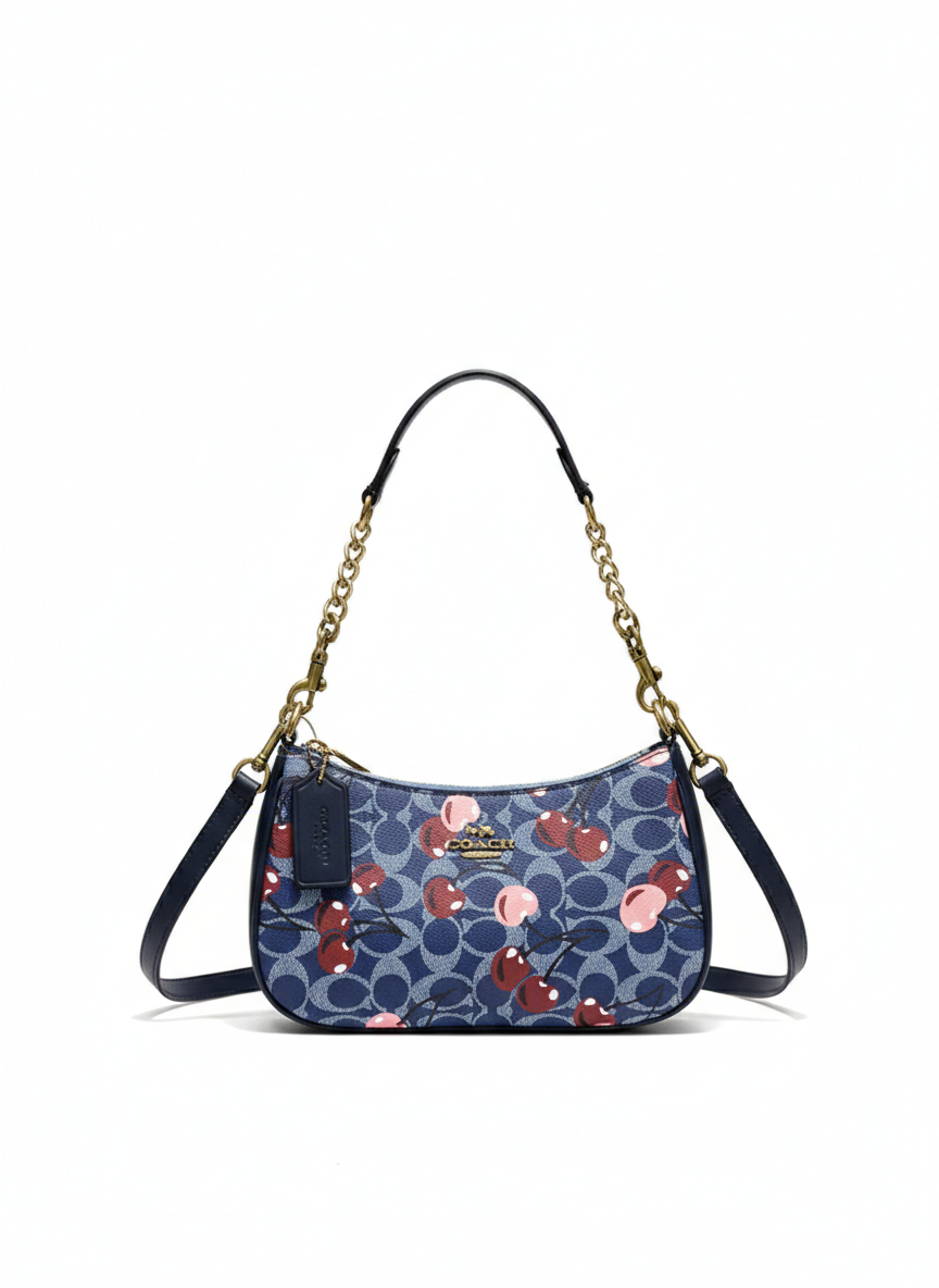 COACH TERI SHOULDER BAG SIGNATURE CHERRY PRINT