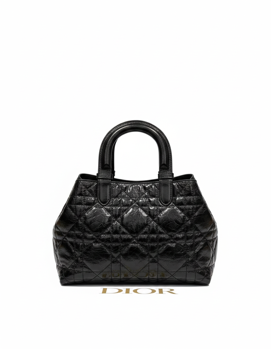 CHRISTIAN DIOR MEDIUM TOUJOURS BAG IN BLACK MACROCANNAGE LEATHER