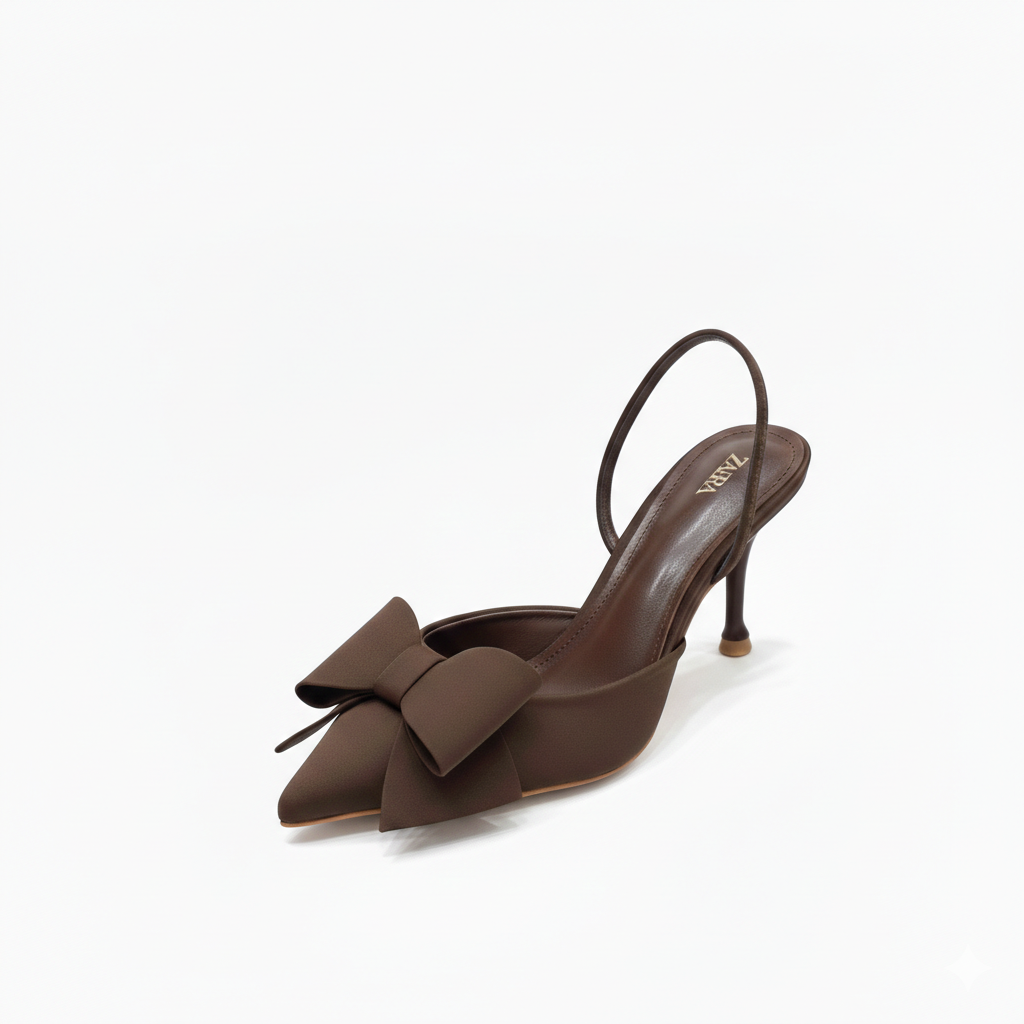 ZARA BROWN BOW HEEL