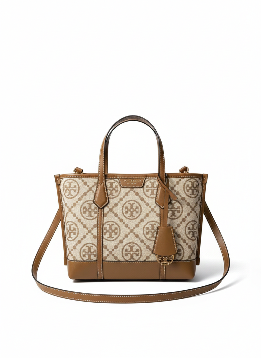 TORY BURCH SMALL TOTE JACQUARD SIGNATURE