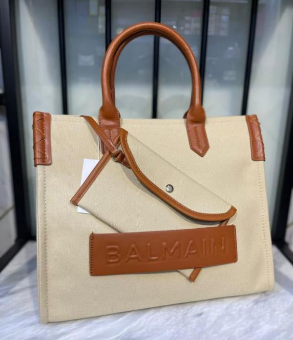 BALMAIN B ARMY EMBOSSED PANEL TOTE