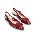 CHRISTIAN DIOR JADIOR SLINGBACK TRANSPERENT MESH MAROON DIOR EMBROIDERY FLAT