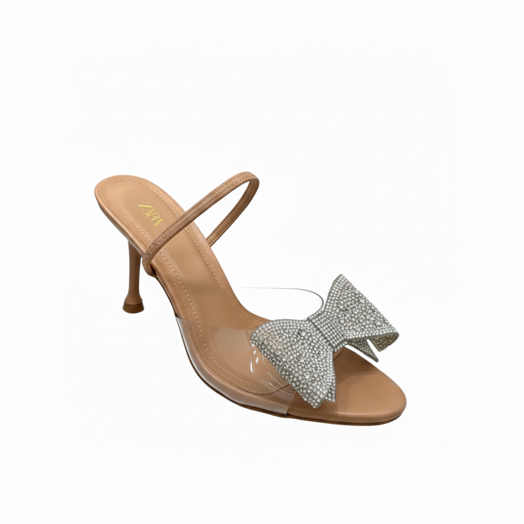 ZARA BOW CRYSTAL JEWEL HEEL