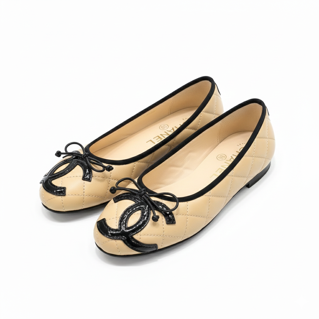 CHANEL QUILTED CAMBON LEATHER BALLET FLAT