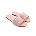 CHANEL TWEED FABRIC SLIDE SANDALS