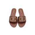 COACH COFFEE LEATHER SLIDE