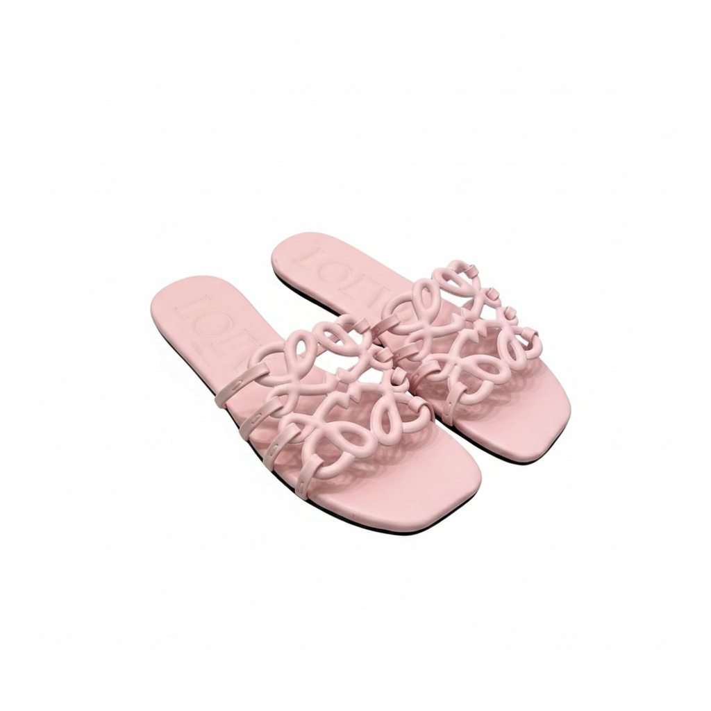 LOEWE PETAL ANAGRAM PINK SLIDES