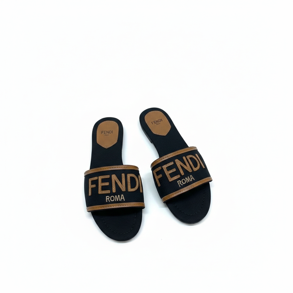 FENDI BLACK DENIM WASHED FLATS