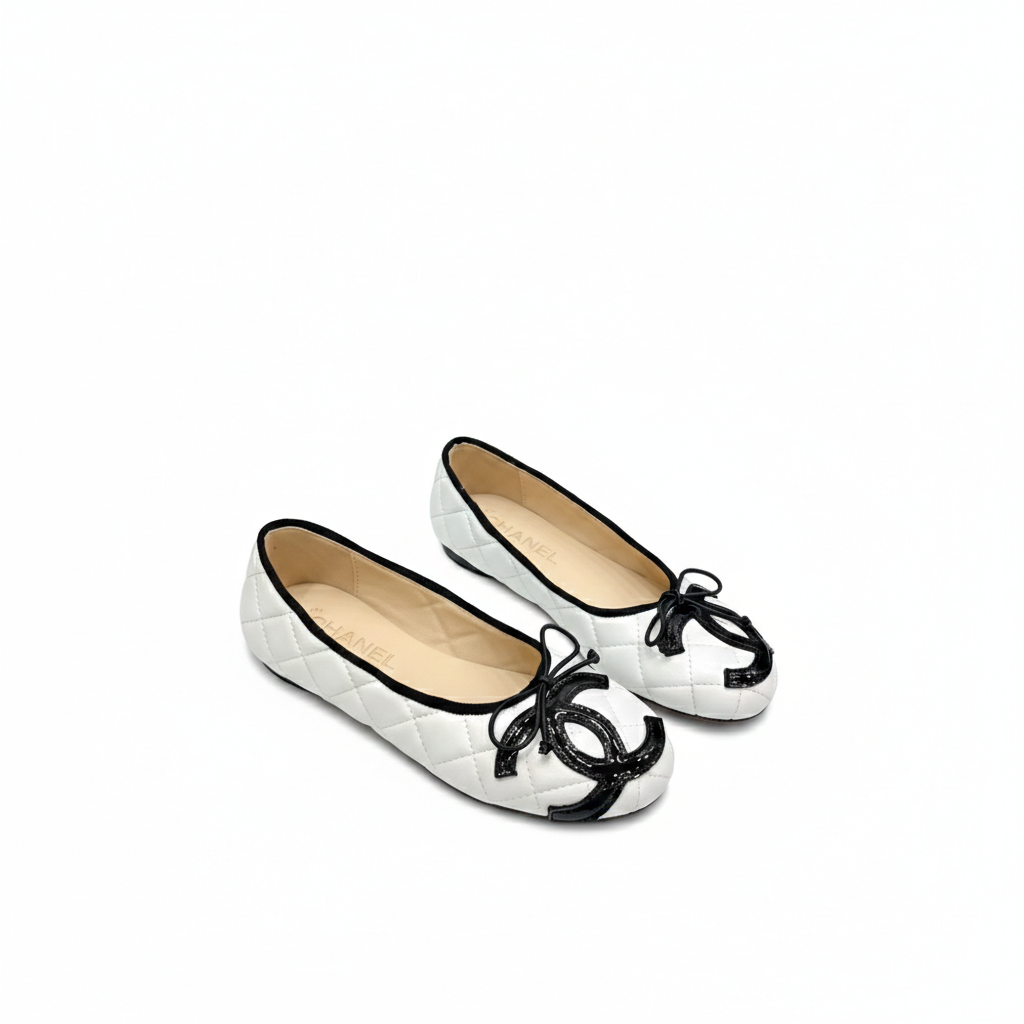 CHANEL QUILTED CAMBON LEATHER BALLET FLATS